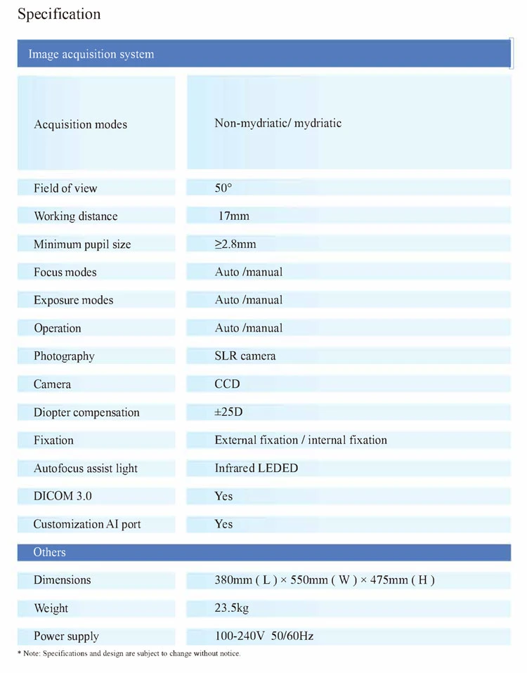 My-V036D Medical Optical Instruments Non Mydriatic Retinal Eye Fundus Camera Ophthalmology